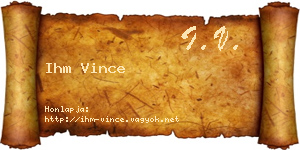 Ihm Vince névjegykártya